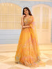 Bright Marigold Yellow Heavy Beads Embroidered Design Net Haldi Lehenga With Matching Dupatta