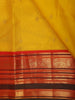 Bright Mustard Yellow Butta Zari Woven Design Pure Kanchipuram Silk Saree with Contrast Varisai Pattu Border