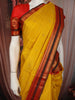 Bright Mustard Yellow Butta Zari Woven Design Pure Kanchipuram Silk Saree with Contrast Varisai Pattu Border