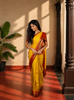 Bright Mustard Yellow Butta Zari Woven Design Pure Kanchipuram Silk Saree with Contrast Varisai Pattu Border