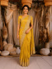 Bright Mustard Yellow Floral Sequins and Zardozi Embroidered Design Pure Tissue Designer Saree with Scalloped Border