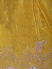 Bright Mustard Yellow Floral Sequins and Zardozi Embroidered Design Pure Tissue Designer Saree with Scalloped Border