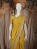 Bright Mustard Yellow Floral Sequins and Zardozi Embroidered Design Pure Tissue Designer Saree with Scalloped Border