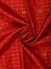 Bright Orange Checked Zari Woven Design Pure Kanchipuram Silk Saree with Contrast Zari Border