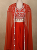 Bright Orange Floral Beads Embroidered Design Georgette Party Wear Skirt Top