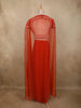 Bright Orange Floral Beads Embroidered Design Georgette Party Wear Skirt Top