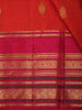 Bright Orange Floral Butta Zari Woven Design Pure Kanchipuram Silk Saree with Contrast Zari Border