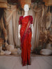 Bright Orange Floral Butta Zari Woven Design Pure Kanchipuram Silk Saree with Contrast Zari Border