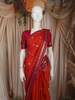 Bright Orange Floral Butta Zari Woven Design Pure Kanchipuram Silk Saree with Contrast Zari Border