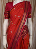 Bright Orange Floral Butta Zari Woven Design Pure Kanchipuram Silk Saree with Contrast Zari Border
