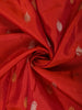 Bright Orange Floral Butta Zari Woven Design Pure Kanchipuram Silk Saree with Contrast Zari Border