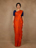 Bright Orange Floral Designed Silk Saree