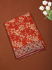 Bright Orange Floral Printed Design Cotton Casual Wear Saree