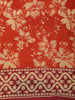 Bright Orange Floral Printed Design Cotton Casual Wear Saree