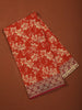 Bright Orange Floral Printed Design Cotton Casual Wear Saree