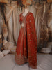 Bright Orange Floral Sequins and Zari Embroidered Design Tissue Silk Designer Lehenga with Dupatta