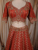 Bright Orange Floral Sequins and Zari Embroidered Design Tissue Silk Designer Lehenga with Dupatta