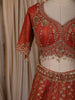 Bright Orange Floral Sequins and Zari Embroidered Design Tissue Silk Designer Lehenga with Dupatta