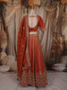 Bright Orange Floral Sequins and Zari Embroidered Design Tissue Silk Designer Lehenga with Dupatta