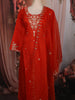 Bright Orange Floral Thread Embroidered Design Satin Straight Cut Salwar Suit with Dupatta