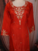 Bright Orange Floral Thread Embroidered Design Satin Straight Cut Salwar Suit with Dupatta