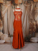 Bright Orange Floral Zari Embroidered Design Semi Silk Mermaid Lehenga with Choker Dupatta