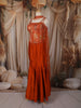 Bright Orange Floral Zari Embroidered Design Semi Silk Mermaid Lehenga with Choker Dupatta