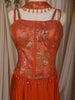 Bright Orange Floral Zari Embroidered Design Semi Silk Mermaid Lehenga with Choker Dupatta