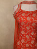 Bright Orange Floral Zari Woven Design Banarasi Silk Palazzo Suit with Choker Dupatta