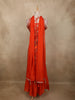 Bright Orange Floral Zari Woven Design Banarasi Silk Palazzo Suit with Choker Dupatta