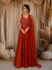 Bright Orange Heavy Sequins and Beads Embroidered Design Satin Lehenga with Dupatta