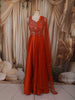 Bright Orange Heavy Sequins and Beads Embroidered Design Satin Lehenga with Dupatta