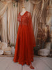 Bright Orange Heavy Sequins and Beads Embroidered Design Satin Lehenga with Dupatta