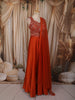 Bright Orange Heavy Sequins and Beads Embroidered Design Satin Lehenga with Dupatta