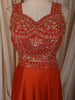 Bright Orange Heavy Sequins and Beads Embroidered Design Satin Lehenga with Dupatta