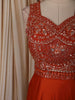 Bright Orange Heavy Sequins and Beads Embroidered Design Satin Lehenga with Dupatta
