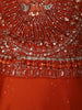 Bright Orange Heavy Sequins and Beads Embroidered Design Satin Lehenga with Dupatta