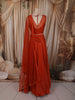 Bright Orange Heavy Sequins and Beads Embroidered Design Satin Lehenga with Dupatta