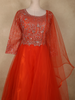 Bright Orange Mirror and Thread Embroidered Design Net Gown with Dupatta