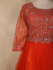 Bright Orange Mirror and Thread Embroidered Design Net Gown with Dupatta