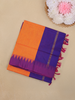 Bright Orange Solid Design Kalyani Cotton Saree with Contrast Temple Border