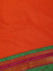 Bright Orange Solid Design Semi Silk Cotton Saree with Contrast Border