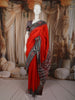 Bright Orange Solid Woven Design Pure Tussar Silk Fancy Saree with Contrast Ikat Border