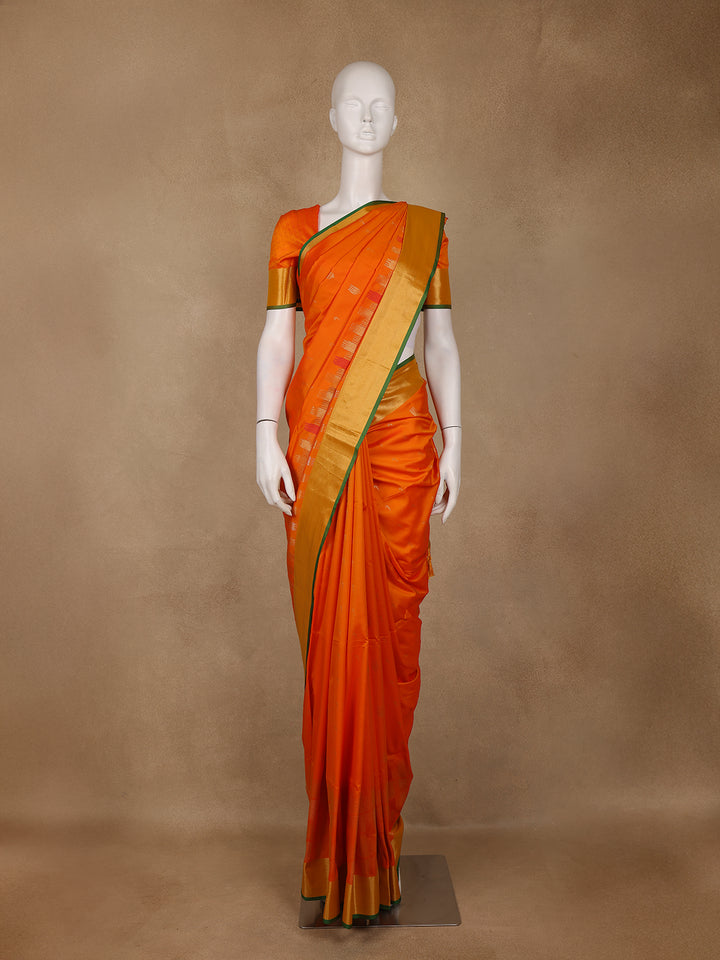 Bright Orange Woven Soft Silk Saree - Diadem