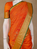 Bright Orange Woven Soft Silk Saree - Diadem