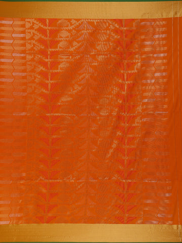 Bright Orange Woven Soft Silk Saree - Diadem