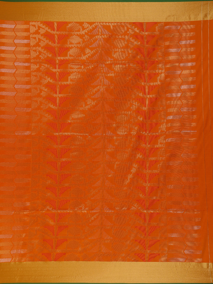 Bright Orange Woven Soft Silk Saree - Diadem