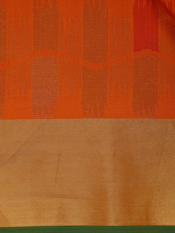 Bright Orange Woven Soft Silk Saree - Diadem