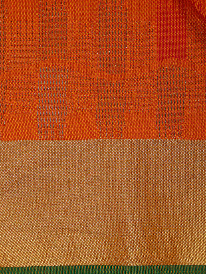 Bright Orange Woven Soft Silk Saree - Diadem