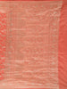Bright Peach Floral Zari Woven Design Pure Banarasi Silk Saree with Zari Border